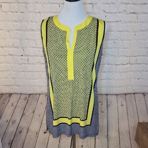 Jones New York Sleeveless Yellow and Black Blouse